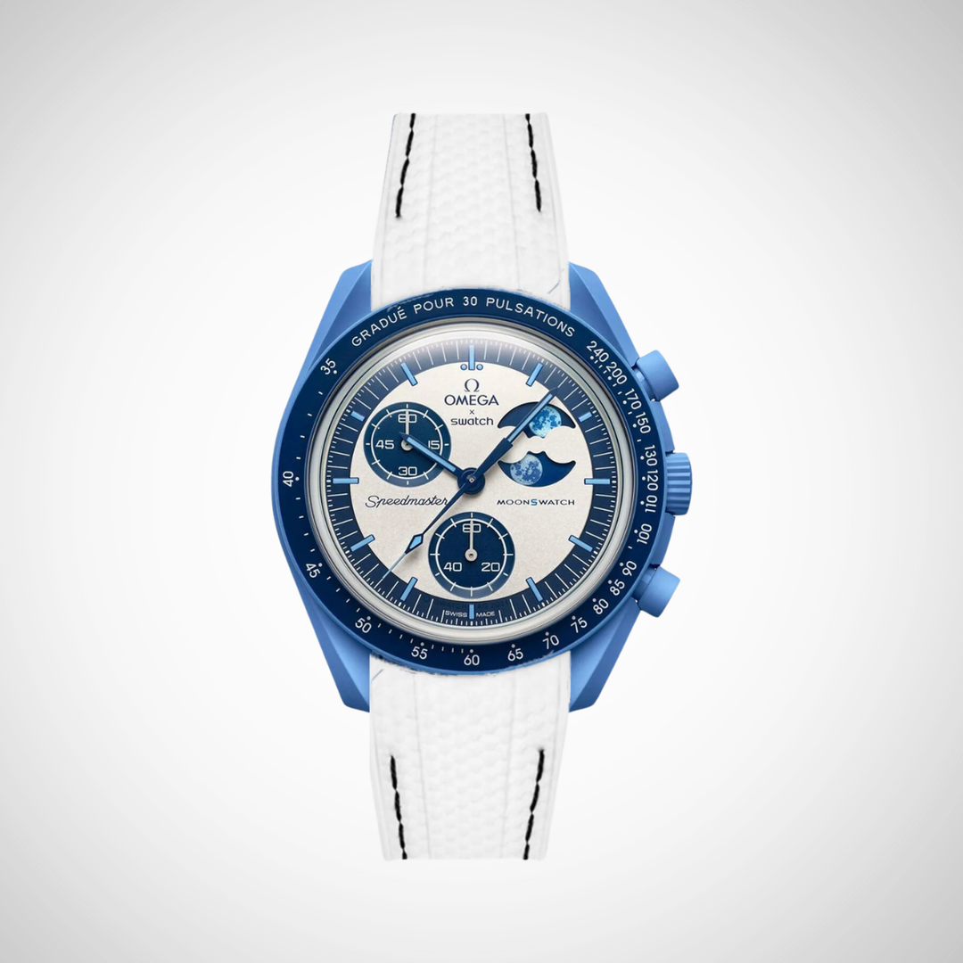 Rubber Flex Thread Curved Strap for Omega X Swatch MoonSwatch Mission to the Super Blue Moonphase