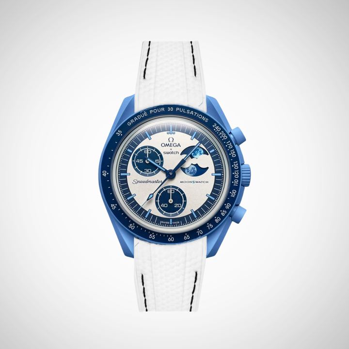 Rubber Flex Thread Curved Strap for Omega X Swatch MoonSwatch Mission to the Super Blue Moonphase