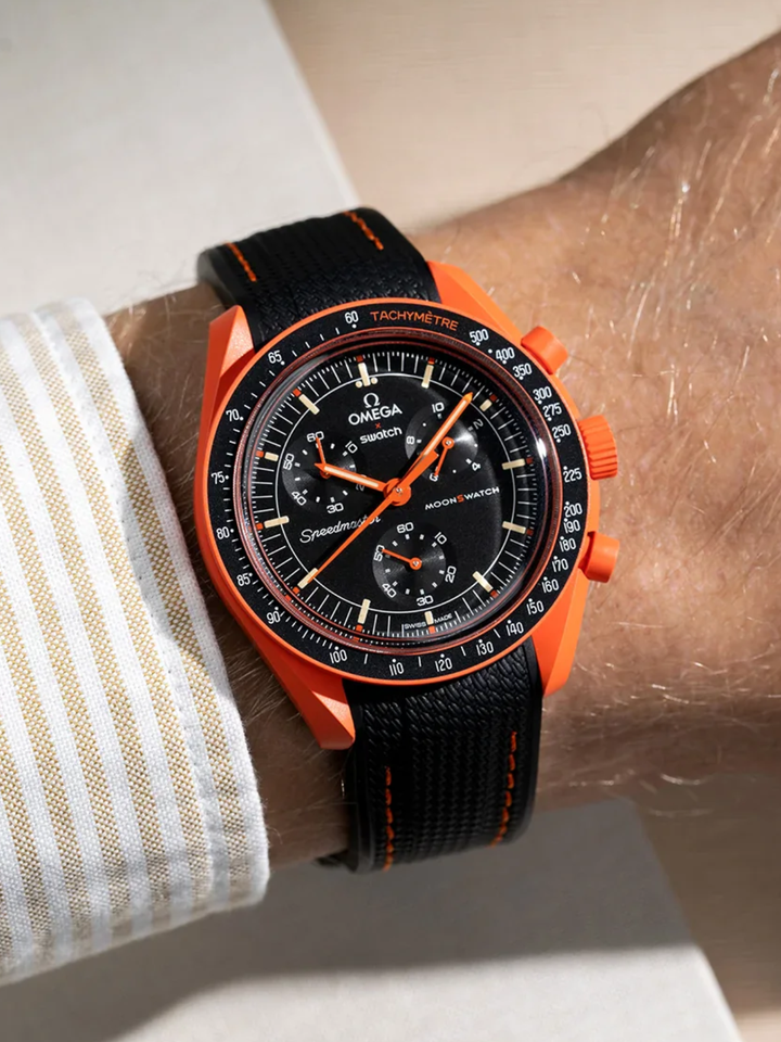 Rubber Flex Thread Curved Strap for Omega X Swatch MoonSwatch Mission to Mars