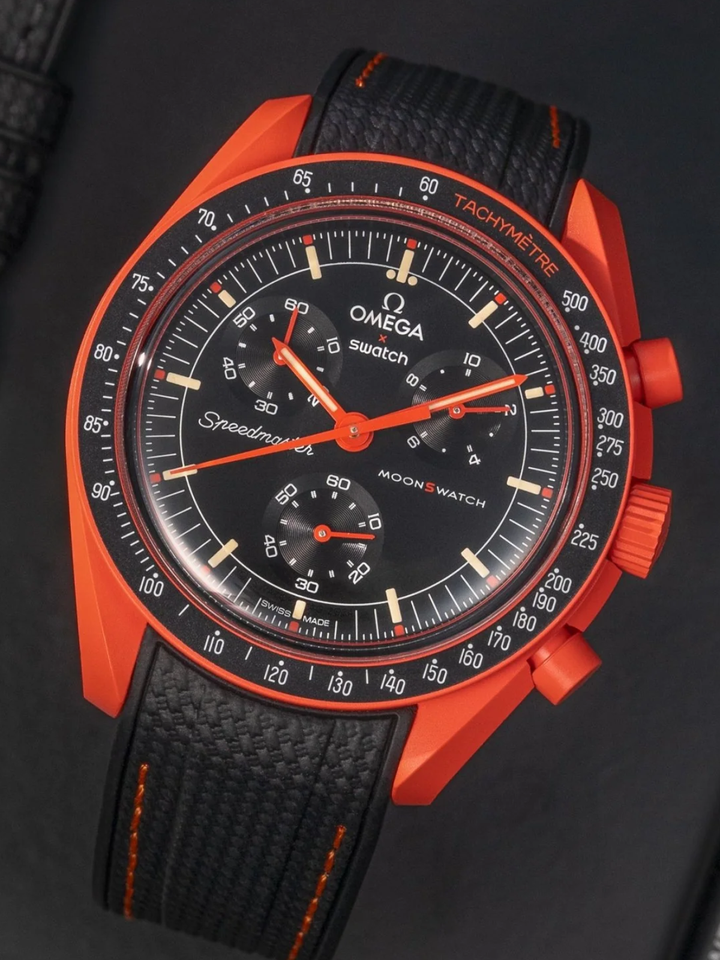 Rubber Flex Thread Curved Strap for Omega X Swatch MoonSwatch Mission to Mars