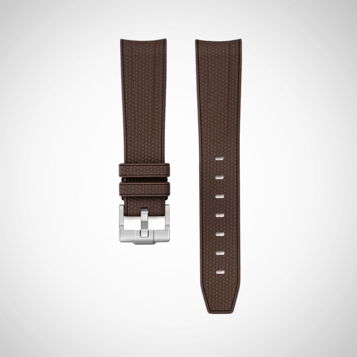 Rubber Flex Thread 20mm Curved Strap - Chestnut Brown
