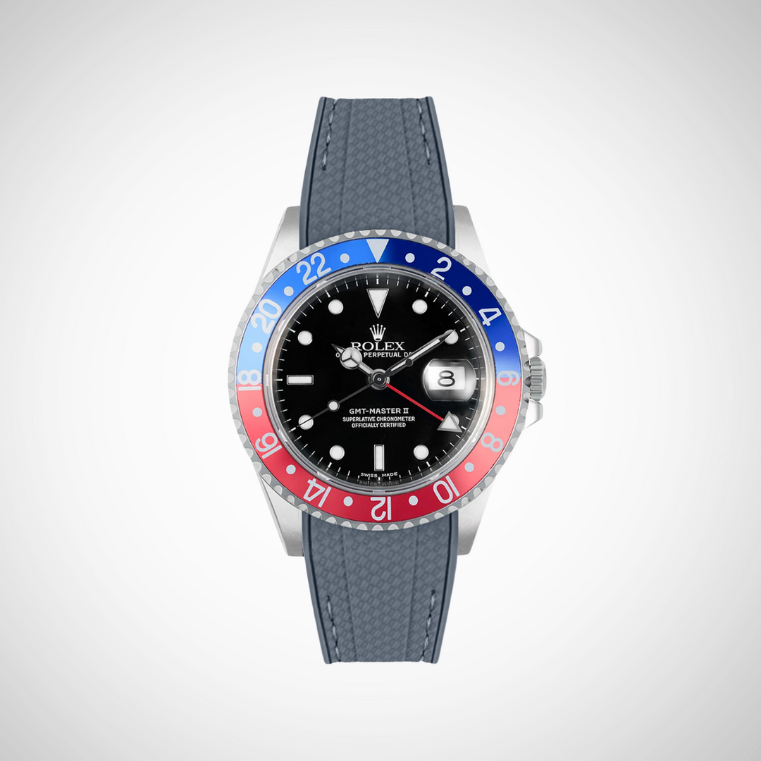 Rubber Flex Thread Curved Strap for Rolex GMT Master II 16710 Pepsi