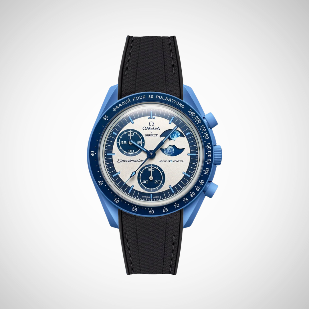 Rubber Flex Thread Curved Strap for Omega X Swatch MoonSwatch Mission to the Super Blue Moonphase