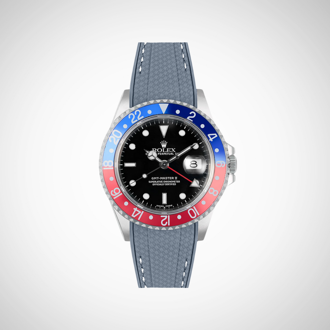 Rubber Flex Thread Curved Strap for Rolex GMT Master II 16710 Pepsi