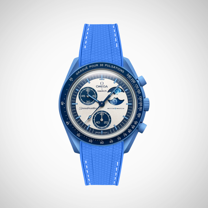 Rubber Flex Thread Curved Strap for Omega X Swatch MoonSwatch Mission to the Super Blue Moonphase