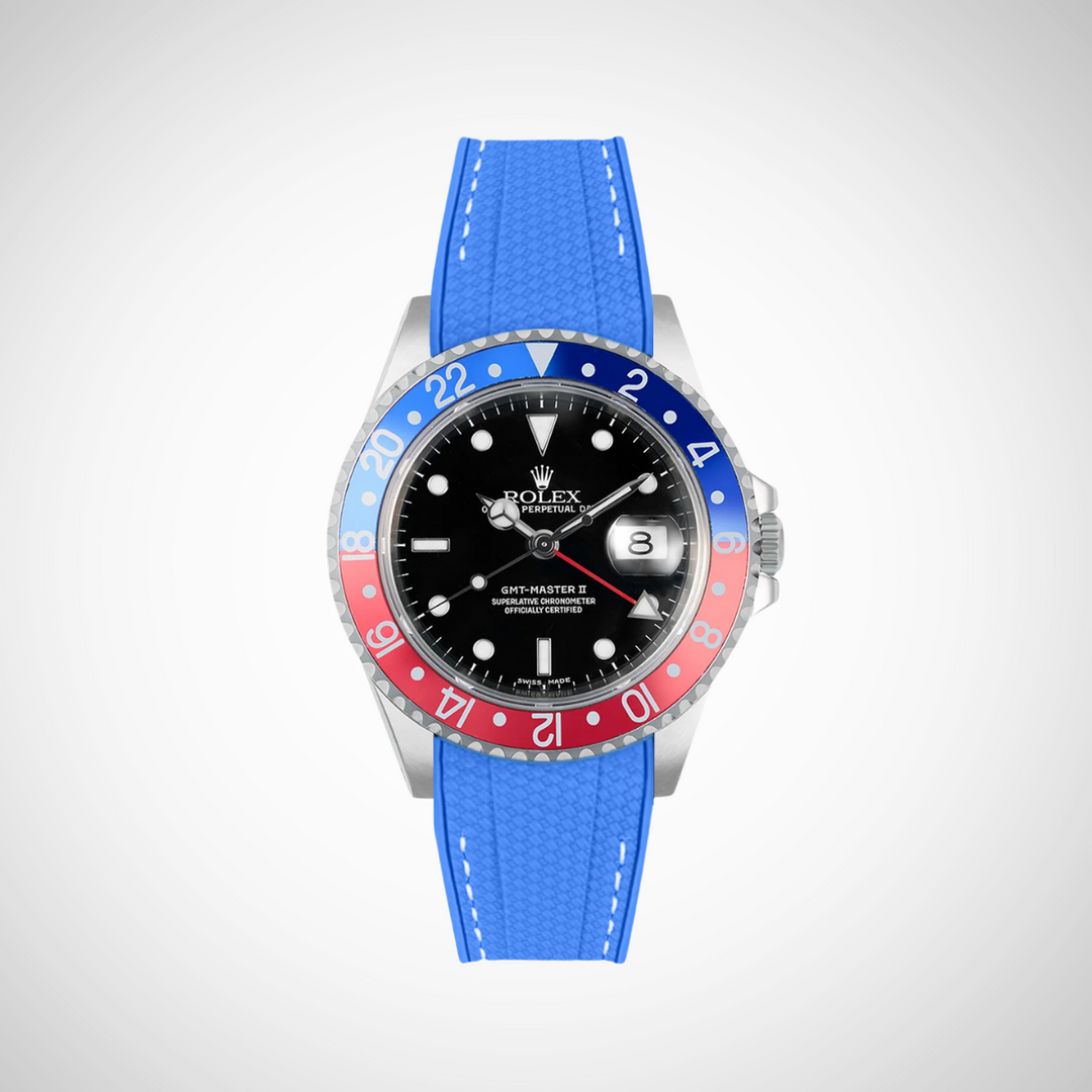 Rubber Flex Thread Curved Strap for Rolex GMT Master II 16710 Pepsi