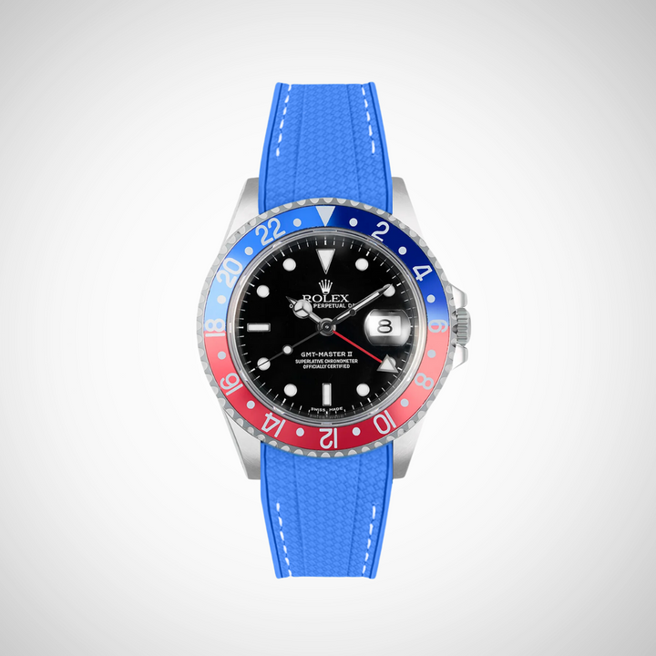 Rubber Flex Thread Curved Strap for Rolex GMT Master II 16710 Pepsi