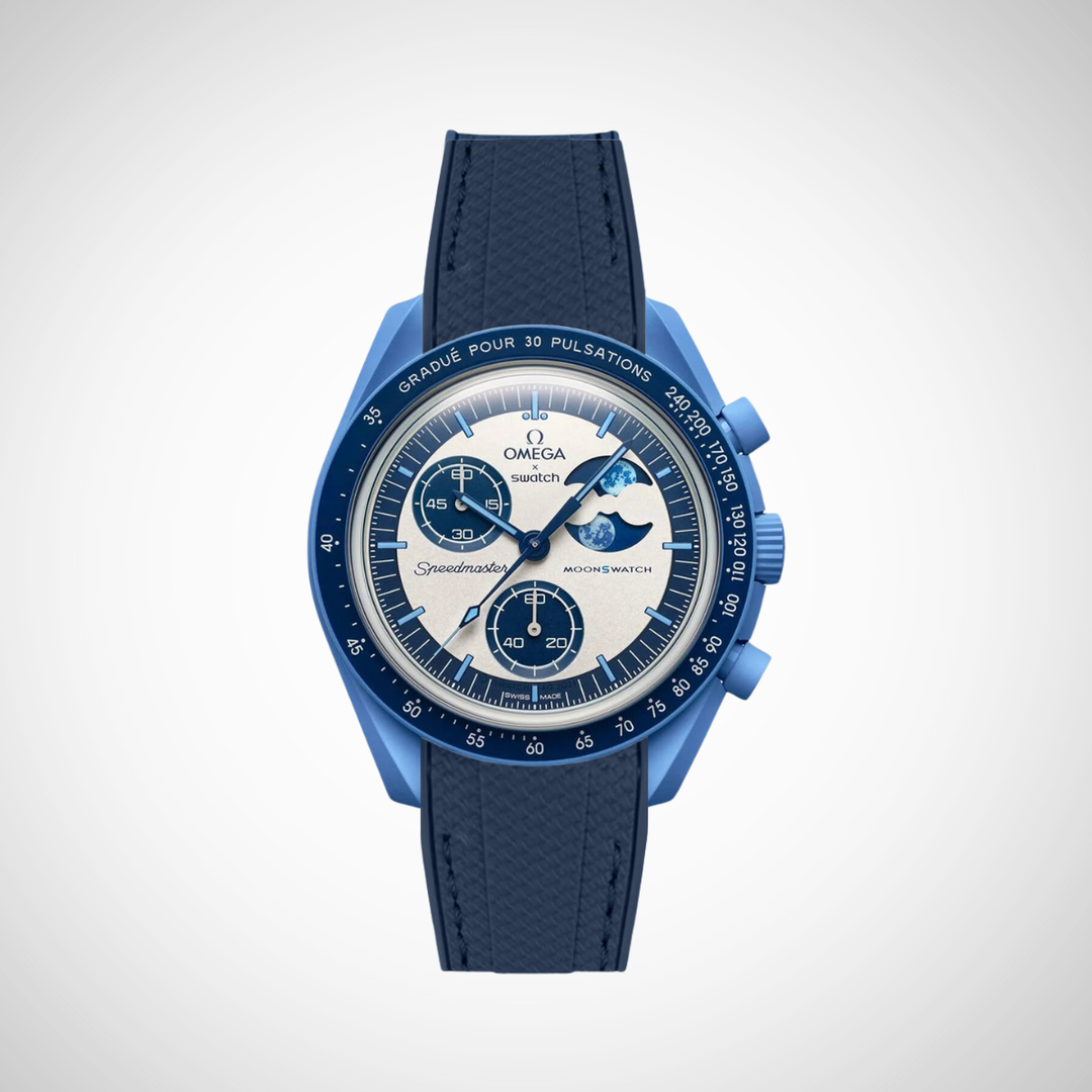 Rubber Flex Thread Curved Strap for Omega X Swatch MoonSwatch Mission to the Super Blue Moonphase