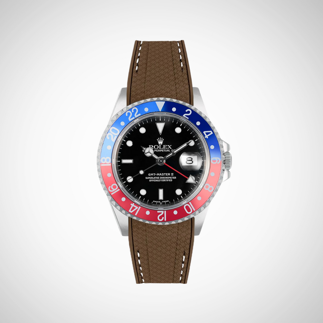Rubber Flex Thread Curved Strap for Rolex GMT Master II 16710 Pepsi
