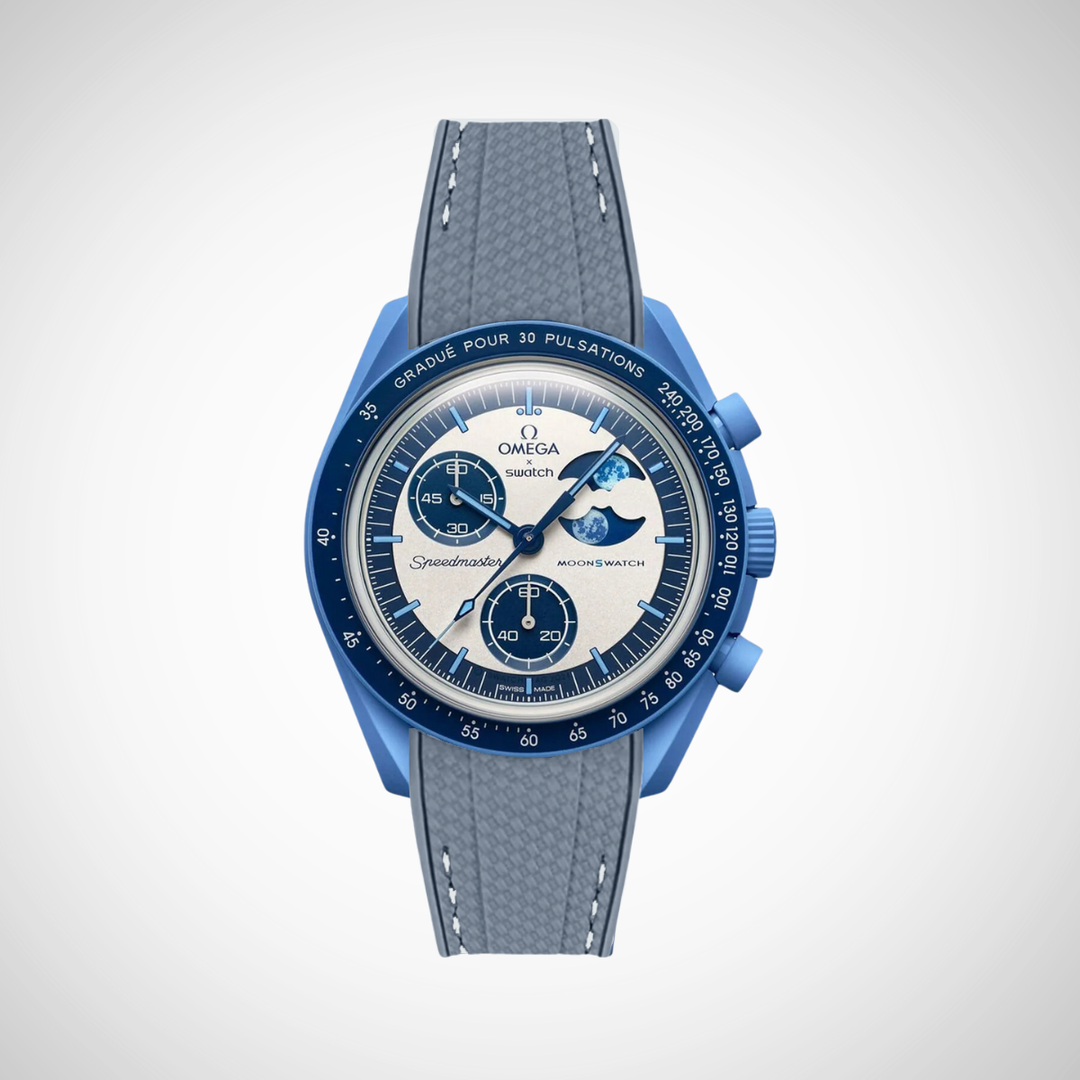 Rubber Flex Thread Curved Strap for Omega X Swatch MoonSwatch Mission to the Super Blue Moonphase