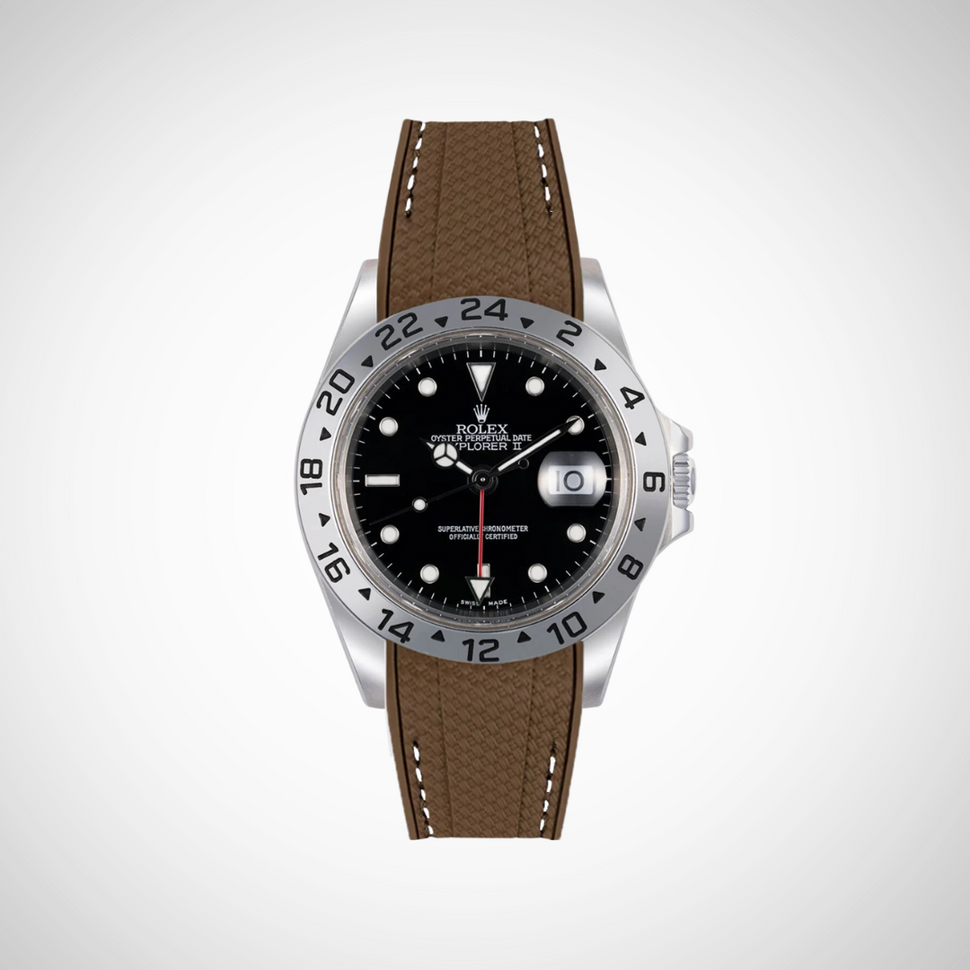 Rubber Flex Thread Curved Strap for Rolex Explorer II 16570