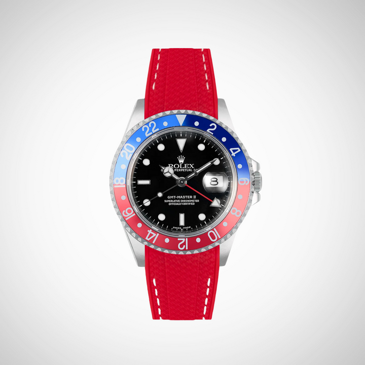 Rubber Flex Thread Curved Strap for Rolex GMT Master II 16710 Pepsi