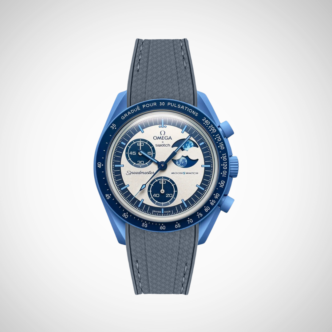 Rubber Flex Thread Curved Strap for Omega X Swatch MoonSwatch Mission to the Super Blue Moonphase