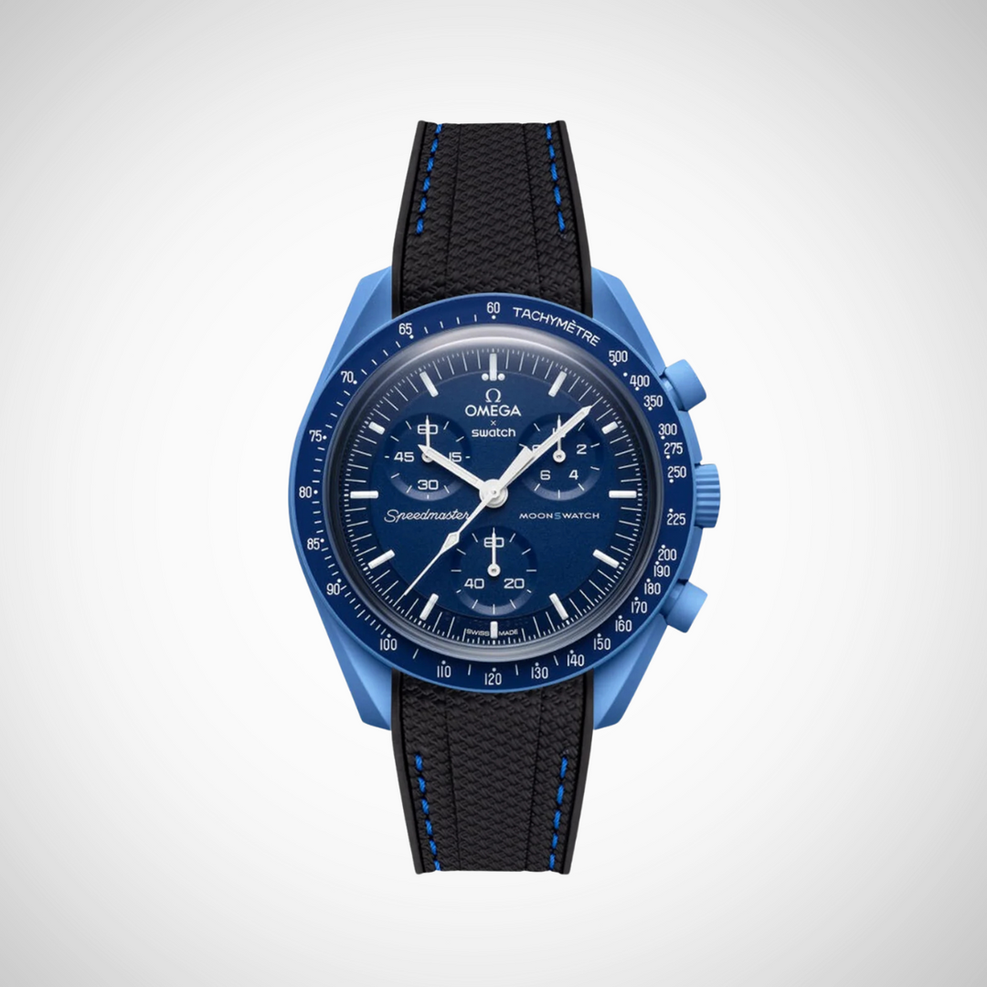 Rubber Flex Thread Curved Strap for Omega X Swatch MoonSwatch Mission To Neptune