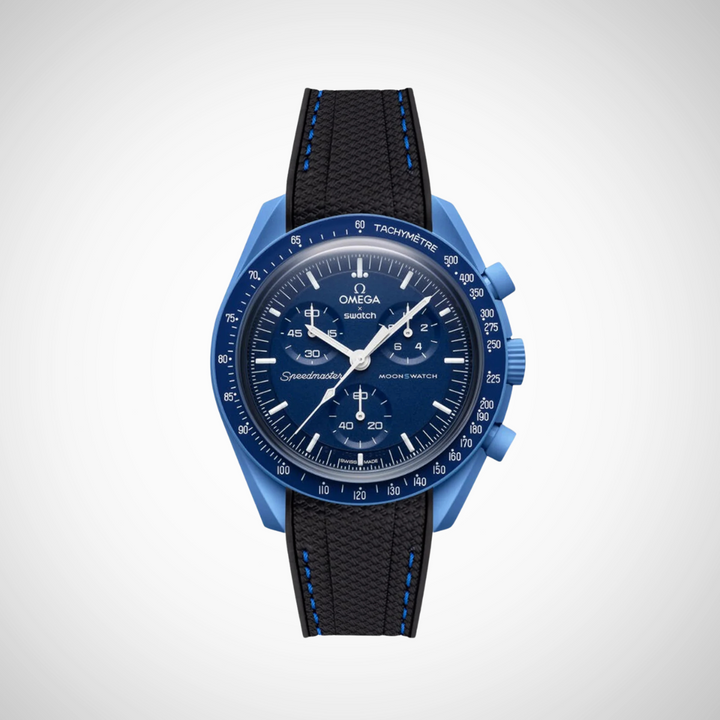Rubber Flex Thread Curved Strap for Omega X Swatch MoonSwatch Mission To Neptune