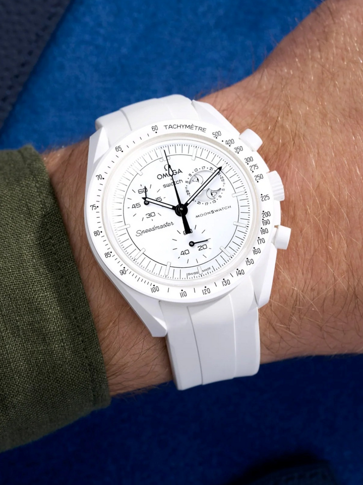 FKM Rubber Curved Strap for Omega X Swatch MoonSwatch Mission to The Moonphase