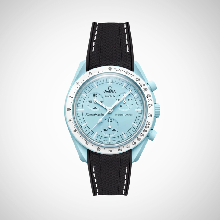 Rubber Flex Thread Curved Strap for Omega X Swatch MoonSwatch Mission to Uranus