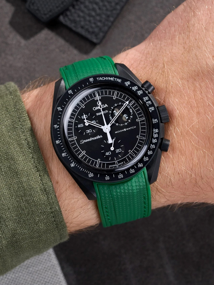 Rubber Flex Thread Curved Strap for Omega X Swatch MoonSwatch New Moon