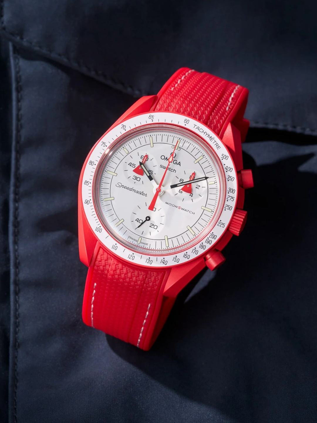 Rubber Flex Thread Curved Strap for Omega X Swatch MoonSwatch Mission to The Moonphase