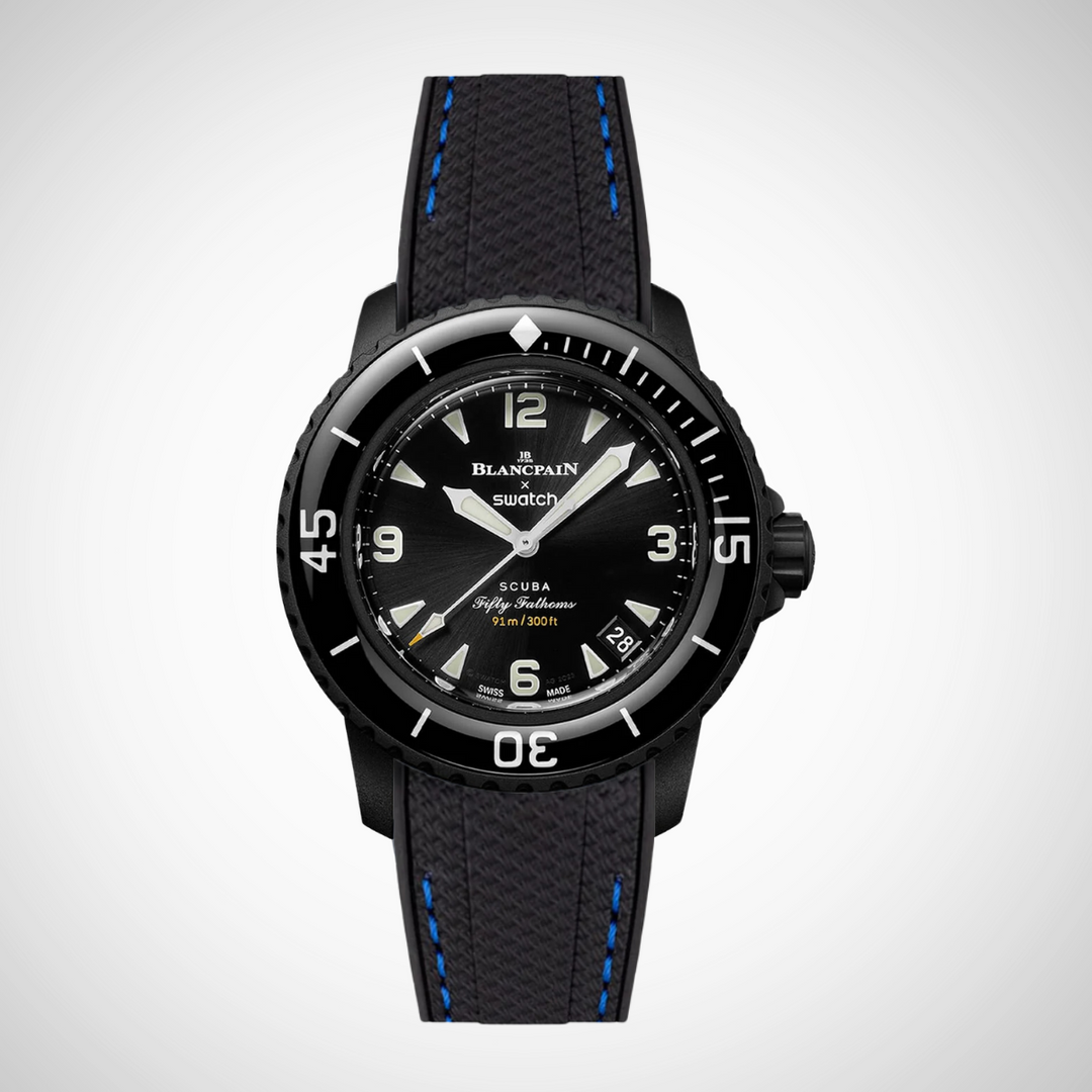 Rubber Flex Thread Curved Strap for Blancpain X Swatch The Ocean Of Storms