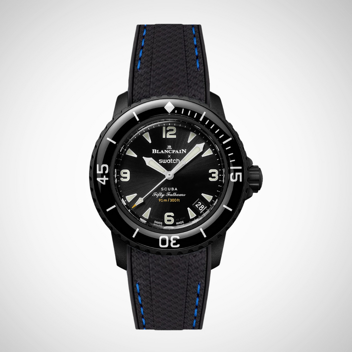 Rubber Flex Thread Curved Strap for Blancpain X Swatch The Ocean Of Storms
