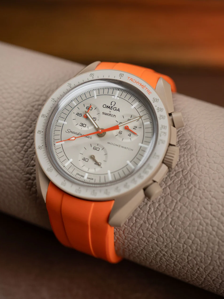 FKM Rubber Curved Strap for Omega X Swatch MoonSwatch Mission to the Moon