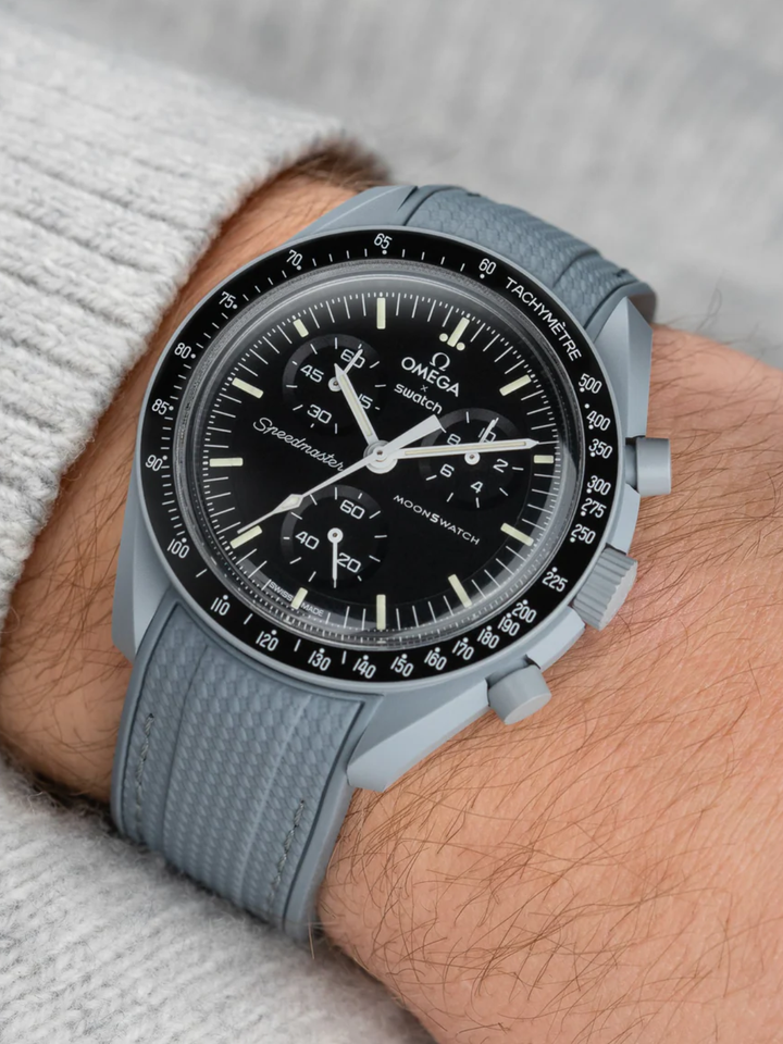 Rubber Flex Thread Curved Strap for Omega X Swatch MoonSwatch Mission to The Moonphase