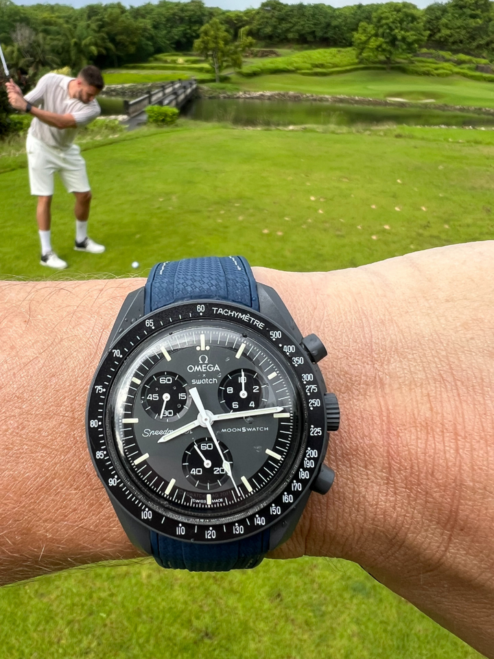 Rubber Flex Thread Curved Strap for Omega X Swatch MoonSwatch Mission to Mercury