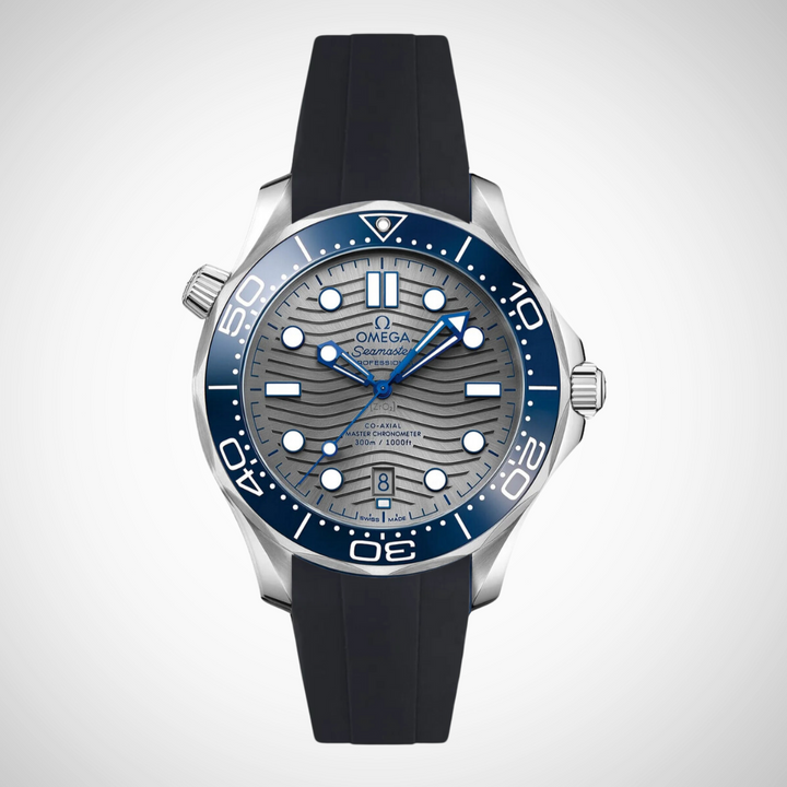 FKM Rubber Curved Strap for Omega Seamaster Diver 300 42mm - Grey Dial