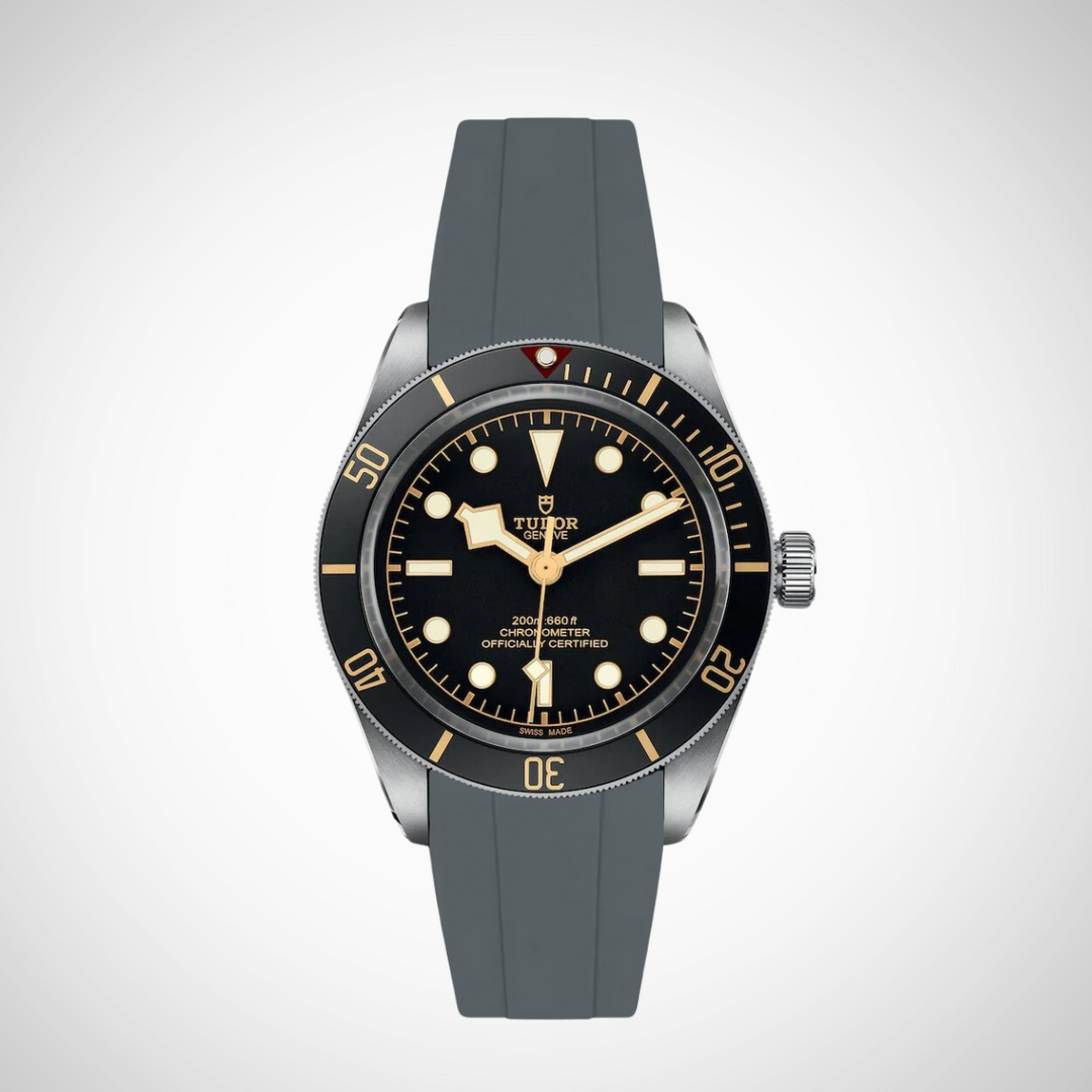 FKM Rubber Curved Strap For Tudor Black Bay 58 Black