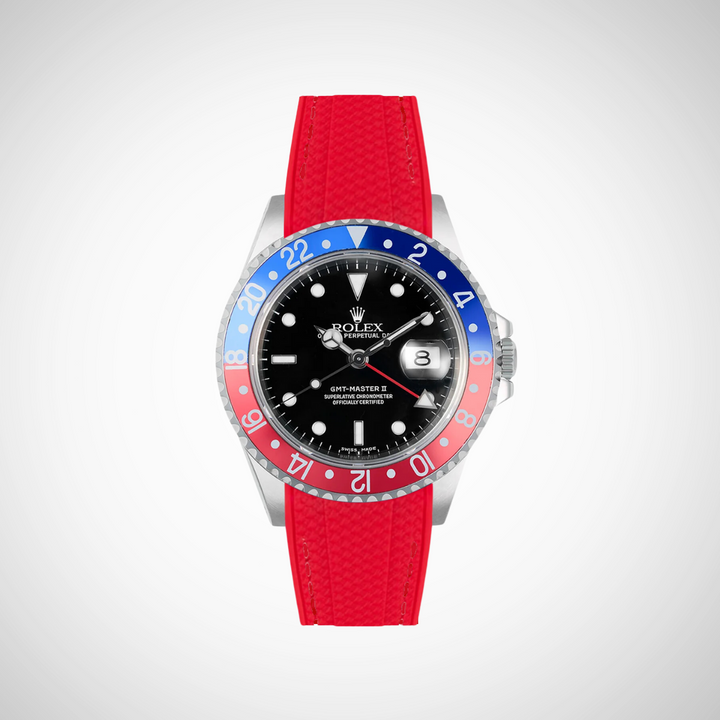 Rubber Flex Thread Curved Strap for Rolex GMT Master II 16710 Pepsi