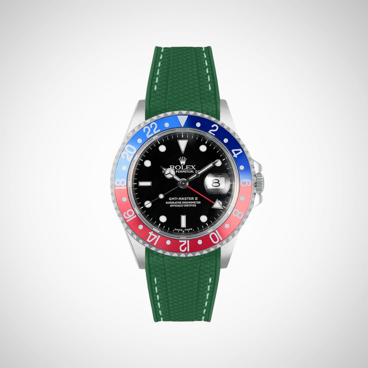 Rubber Flex Thread Curved Strap for Rolex GMT Master II 16710 Pepsi