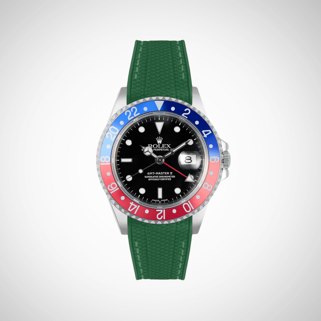 Rubber Flex Thread Curved Strap for Rolex GMT Master II 16710 Pepsi