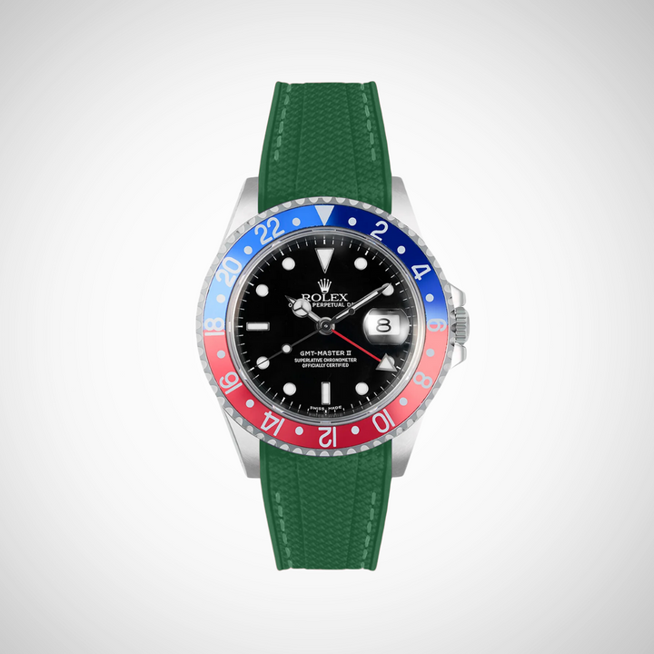 Rubber Flex Thread Curved Strap for Rolex GMT Master II 16710 Pepsi