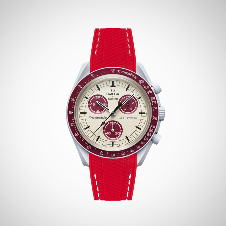 Rubber Flex Thread Curved Strap for Omega X Swatch MoonSwatch Mission to Pluto