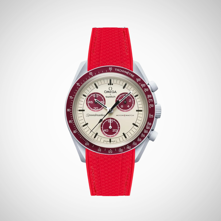 Rubber Flex Thread Curved Strap for Omega X Swatch MoonSwatch Mission to Pluto
