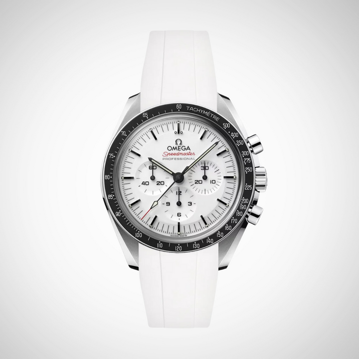 FKM Rubber Curved Strap for Omega Speedmaster 42mm - Speedmaster Moonwatch Professional - White Dial