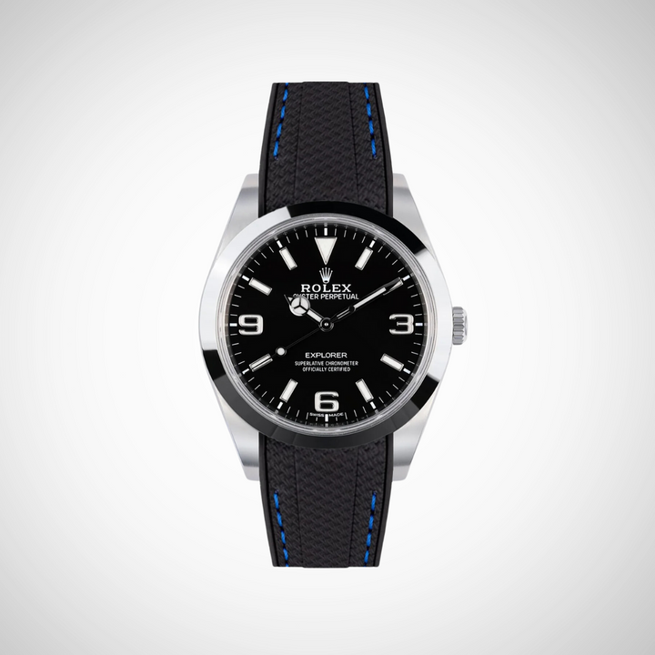 Rubber Flex Thread Curved Strap for Rolex Explorer 214270