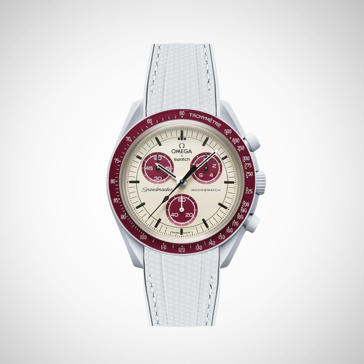Rubber Flex Thread Curved Strap for Omega X Swatch MoonSwatch Mission to Pluto