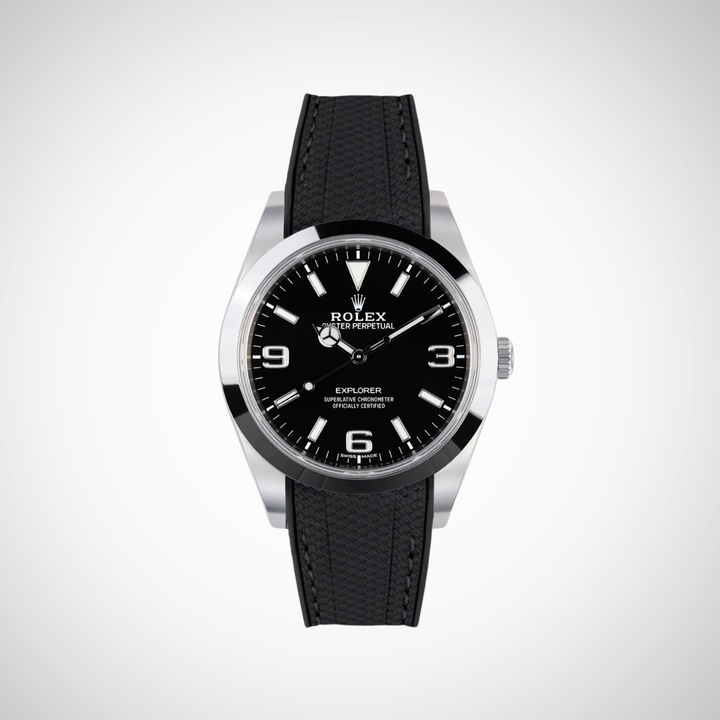 Rubber Flex Thread Curved Strap for Rolex Explorer 214270