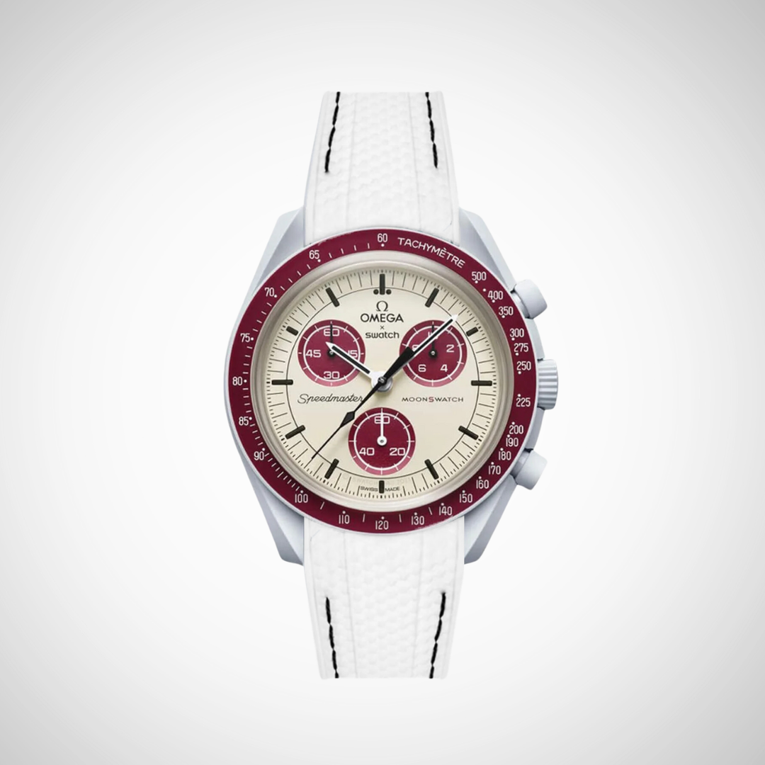 Rubber Flex Thread Curved Strap for Omega X Swatch MoonSwatch Mission to Pluto