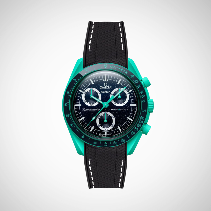 Rubber Flex Thread Curved Strap for Omega X Swatch MoonSwatch Mission On Earth - Polar Lights