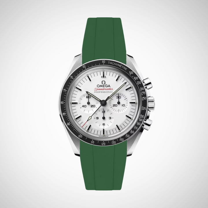 FKM Rubber Curved Strap for Omega Speedmaster 42mm - Speedmaster Moonwatch Professional - White Dial