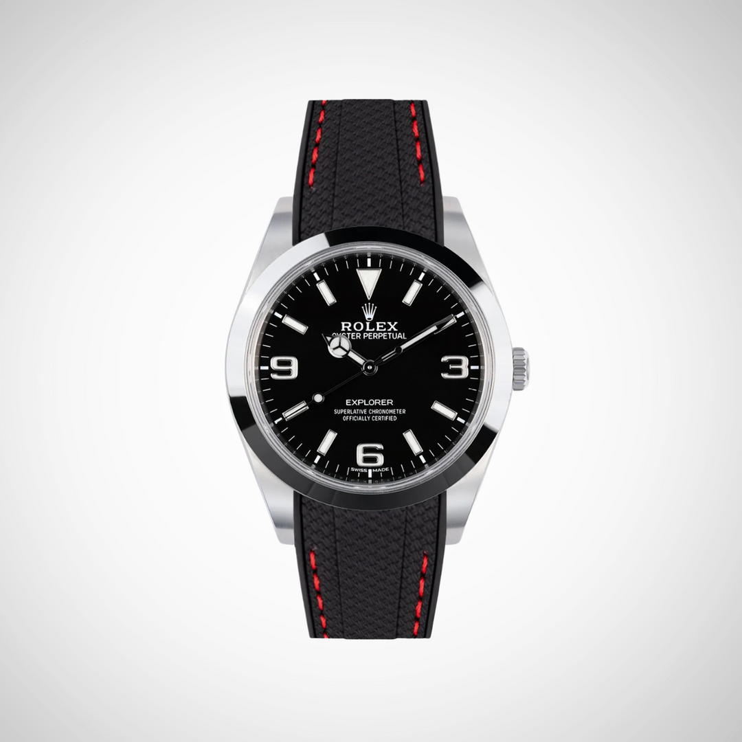 Rubber Flex Thread Curved Strap for Rolex Explorer 214270