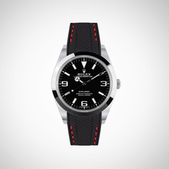 Rubber Flex Thread Curved Strap for Rolex Explorer 214270