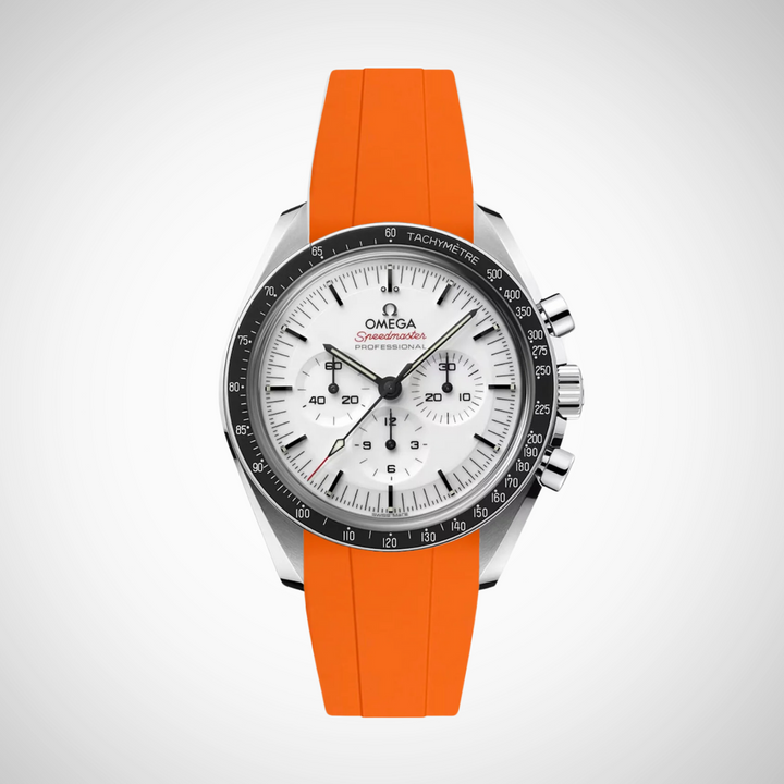 FKM Rubber Curved Strap for Omega Speedmaster 42mm - Speedmaster Moonwatch Professional - White Dial