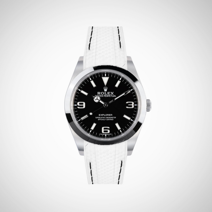 Rubber Flex Thread Curved Strap for Rolex Explorer 214270