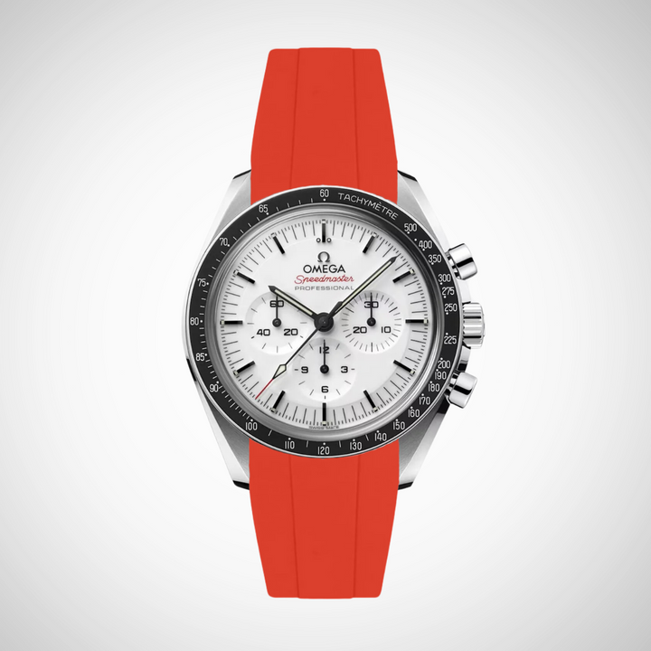 FKM Rubber Curved Strap for Omega Speedmaster 42mm - Speedmaster Moonwatch Professional - White Dial