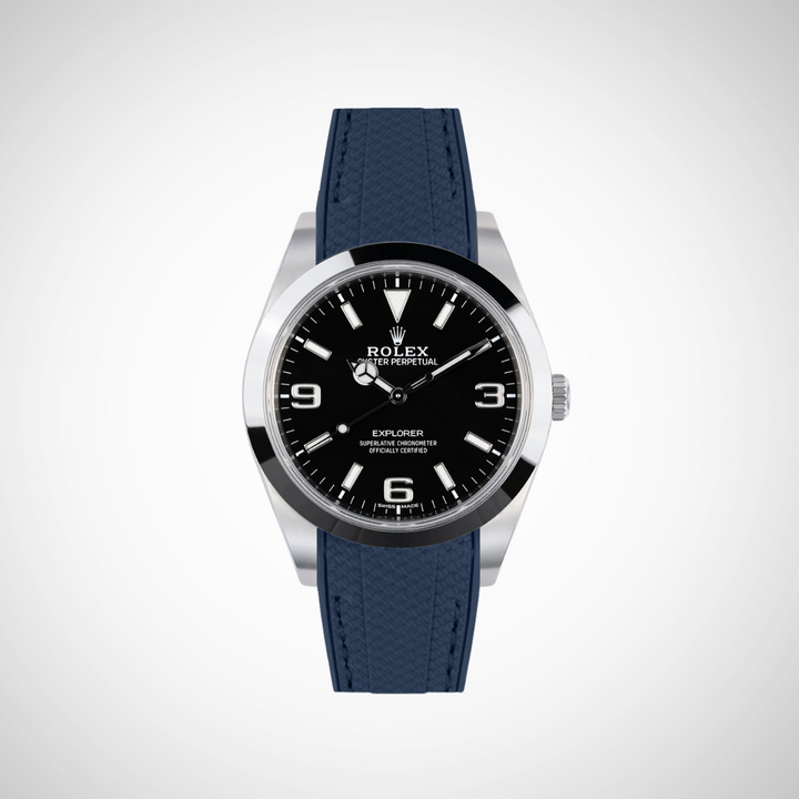Rubber Flex Thread Curved Strap for Rolex Explorer 214270