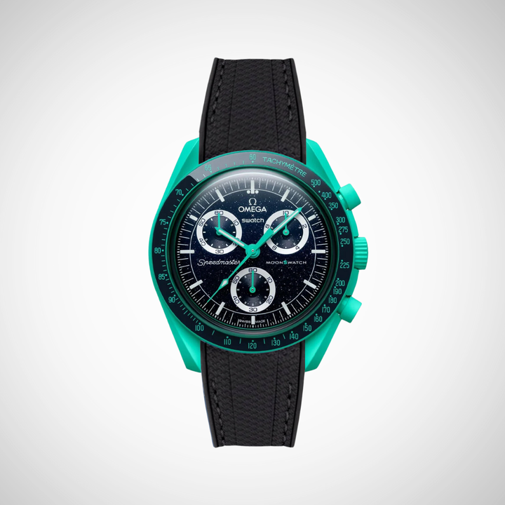 Rubber Flex Thread Curved Strap for Omega X Swatch MoonSwatch Mission On Earth - Polar Lights